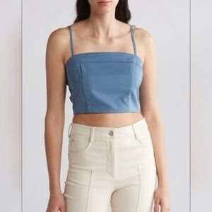 New ACOA Party Starter Crop Top Blue Square Neck Sz M